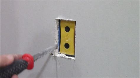 cutting out existing electric box|electrical box for toggle switch.